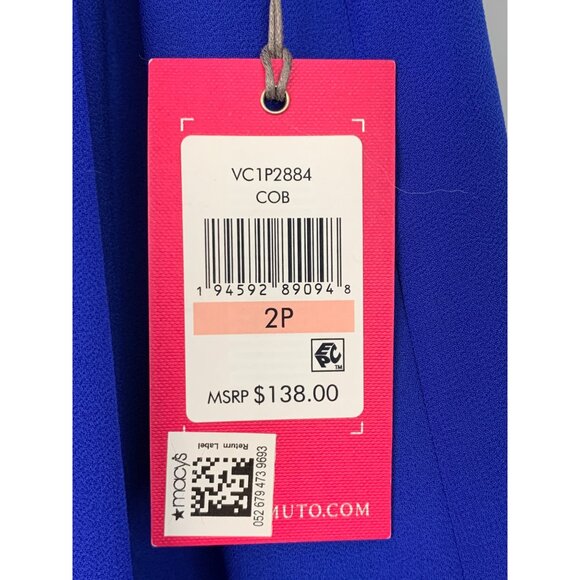 Vince Camuto 2P Tie Neck Flutter Sleeve Blue Mini Dress $138 8744 Chiffon - Picture 5 of 12